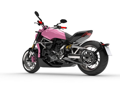 酷粉色现代摩托车后侧视图