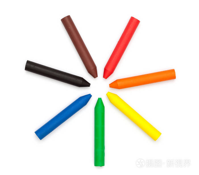 蜡笔圆白色背景上孤立