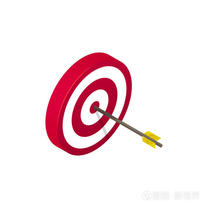 在白色背景上被隔离的中心有箭头的目标