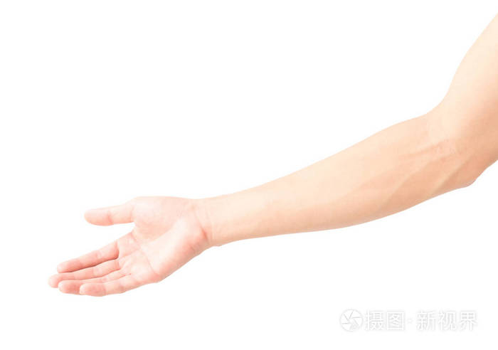 男人手臂与静脉血液在白色背景上
