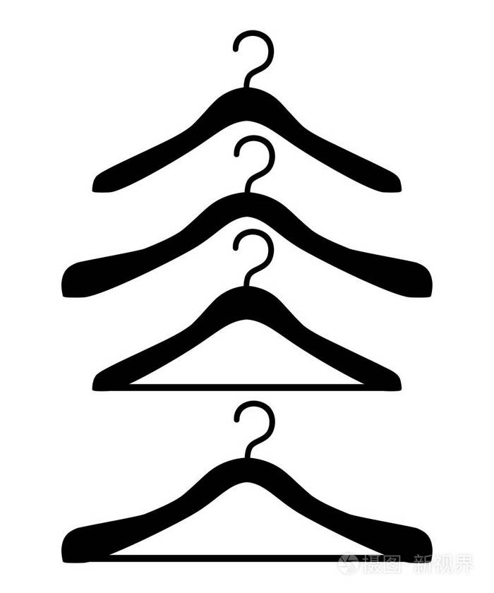 黑色剪影.套木衣架.四不同的衣架.平面式设计.