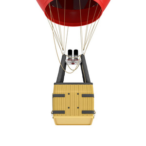3d 渲染的白色背景上分离出的气体燃烧器空气气球篮子
