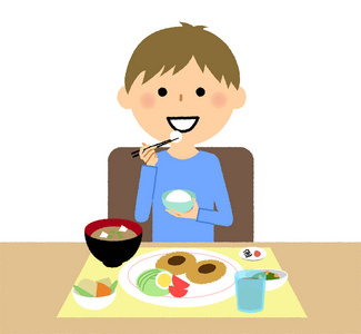 一个人吃饭插画-一个人吃饭手绘-一个人吃饭卡通图-摄图新视界