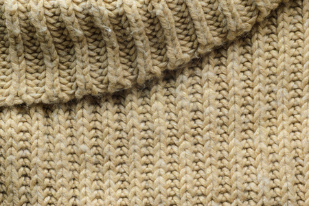 米色毛衣纹理特写。针织毛衣的背景要素