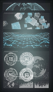 3d 渲染数字图表和图形全息屏幕