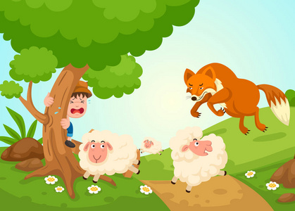 孤立的例证牧羊人男孩童话媒介照片