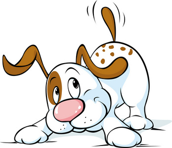 可爱的尾巴可爱的小狗摇尾巴,想要玩-矢量图照片