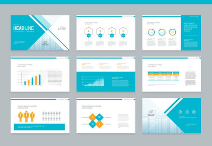 小册子 报告 书籍和演示文稿的模板页面版式和封面设计