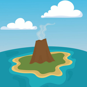 山火山喷发熔岩自然景观矢量图