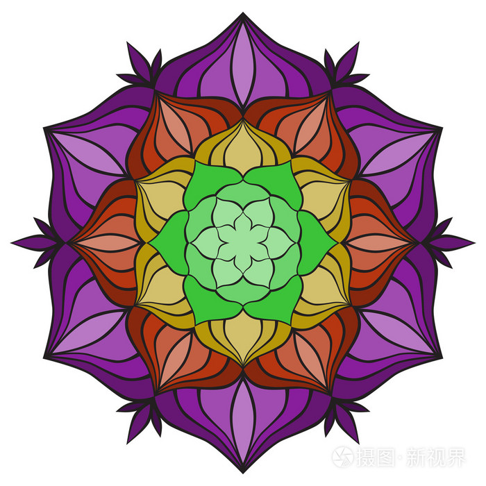 美丽的矢量曼陀罗花观赏圆花对象
