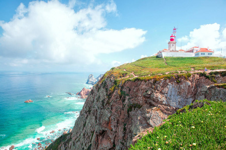 葡萄牙。Cabo da Roca 和灯塔