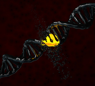 3d. 彩色背景下断裂 Dna 结构的图解