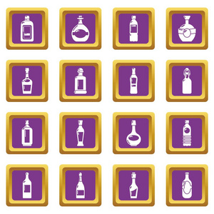 瓶子图标设置紫色方形矢量