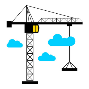 矢量建筑起重机剪影工业图体系结构