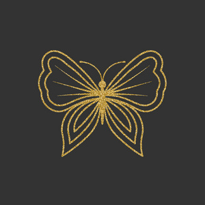 装饰的金蝴蝶。优雅的轮廓。标志的的项目。矢量图