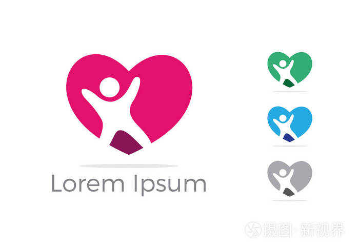 幼儿中心标志慈善和支持向量概念孤儿在心脏图标爱和幸福生活矢量插图