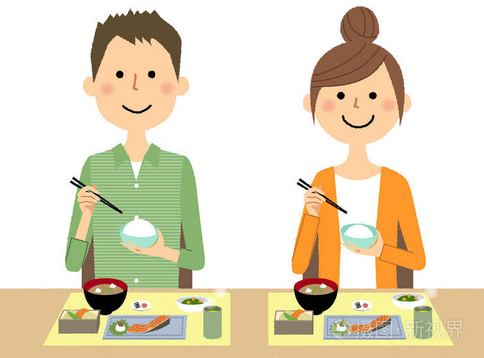 年轻夫妇, 膳食/这是一个年轻夫妇谁吃的例证