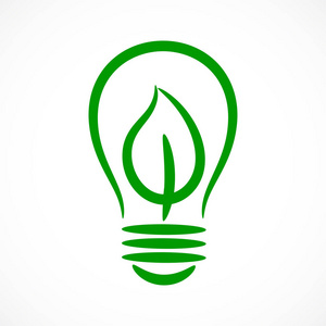 绿叶轮廓电灯泡生态概念