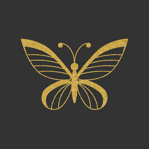 金色的蝴蝶，优雅的装饰图案。矢量图