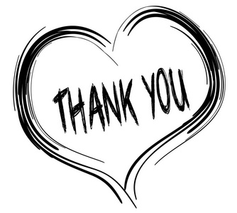 素描黑色的心与感谢你的文本摄影图