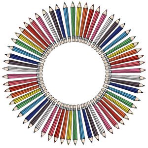 逼真的3d 木制彩色铅笔被隔离在白色背景上。学校矢量插图的铅笔彩集