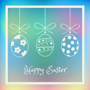 快乐的复活节假期，复活节兔和复活节彩蛋，丝带，复活节兔子。贺卡的背景。可爱兔子的公寓。矢量图，现代风格。为艺术打印时尚，Web 