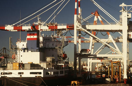 码头集装箱船图片