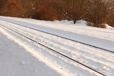 冬季雪地铁路