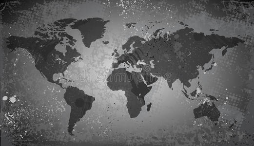 grunge背景上的世界地图