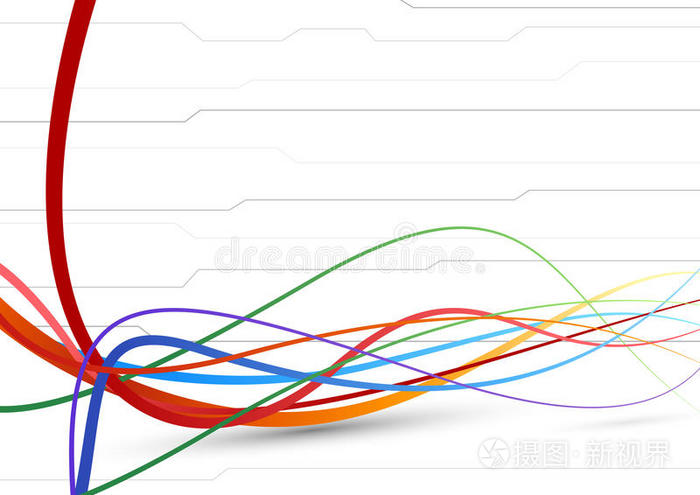 未来主义背景彩色电缆线路