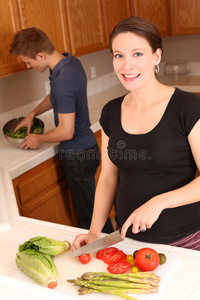 夫妻烹饪图片