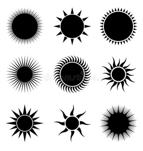 太阳图标的黑色轮廓