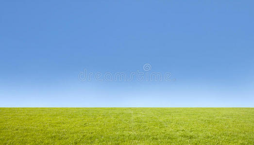 绿草如茵的田野和蔚蓝的天空。
