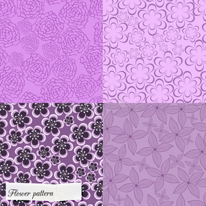 一套紫色花卉图案