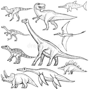 恐龙集搞笑恐龙剪影集关於滑齿龙卡通恐龙有趣的恐龙, 无缝模式为您的