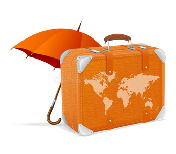 旅行要素行李和伞
