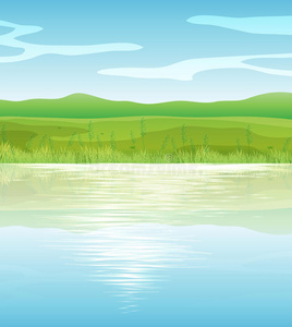 平静的蓝色湖泊