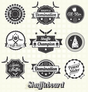 矢量集shuffleboard标签和图标