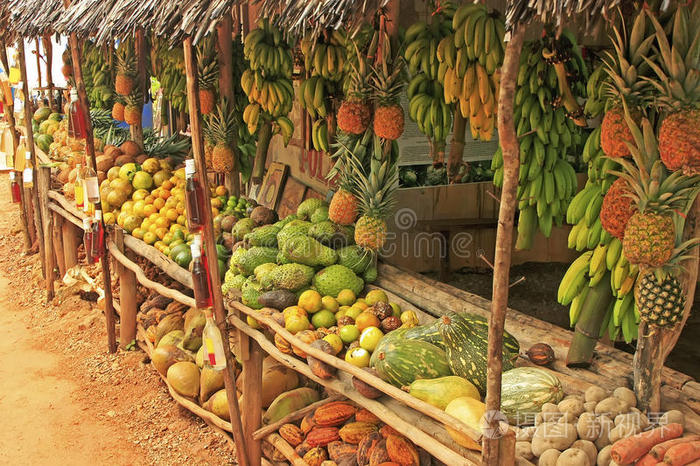 萨马纳半岛小村庄的水果摊