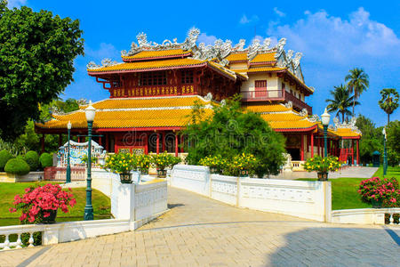 威帕帕泰国大城府邦帕威哈特查姆伦特中式宫殿.照片