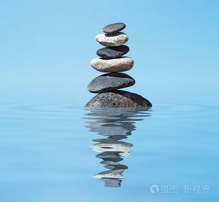 禅宗平衡石叠湖平和静默观