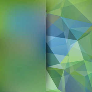 抽象的几何风格绿色背景。业务背景模糊背景与玻璃。蓝色的向量图