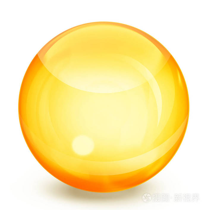 黄色玻璃球被隔离在白色3d插图
