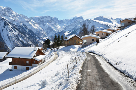 Braunwald，瑞士在冬天