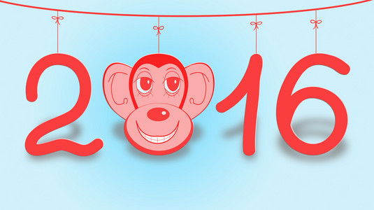 插图 2016年快乐新年背景与猴子