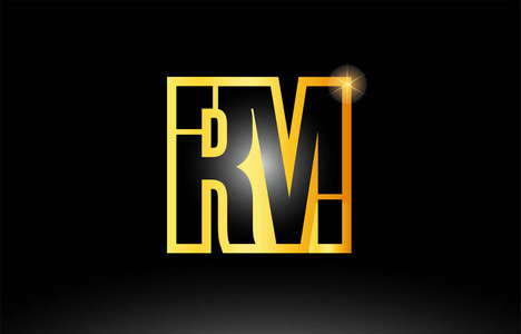 金色黑色字母 rm r m 徽标组合图标设计
