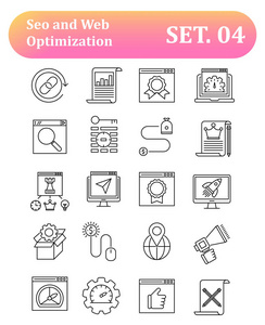 Seo 和网页优化矢量轮廓图标4卷