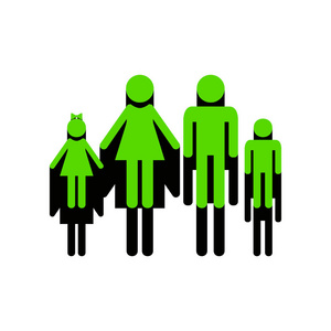 家庭标志例证。矢量.绿色3d 图标, 黑色边