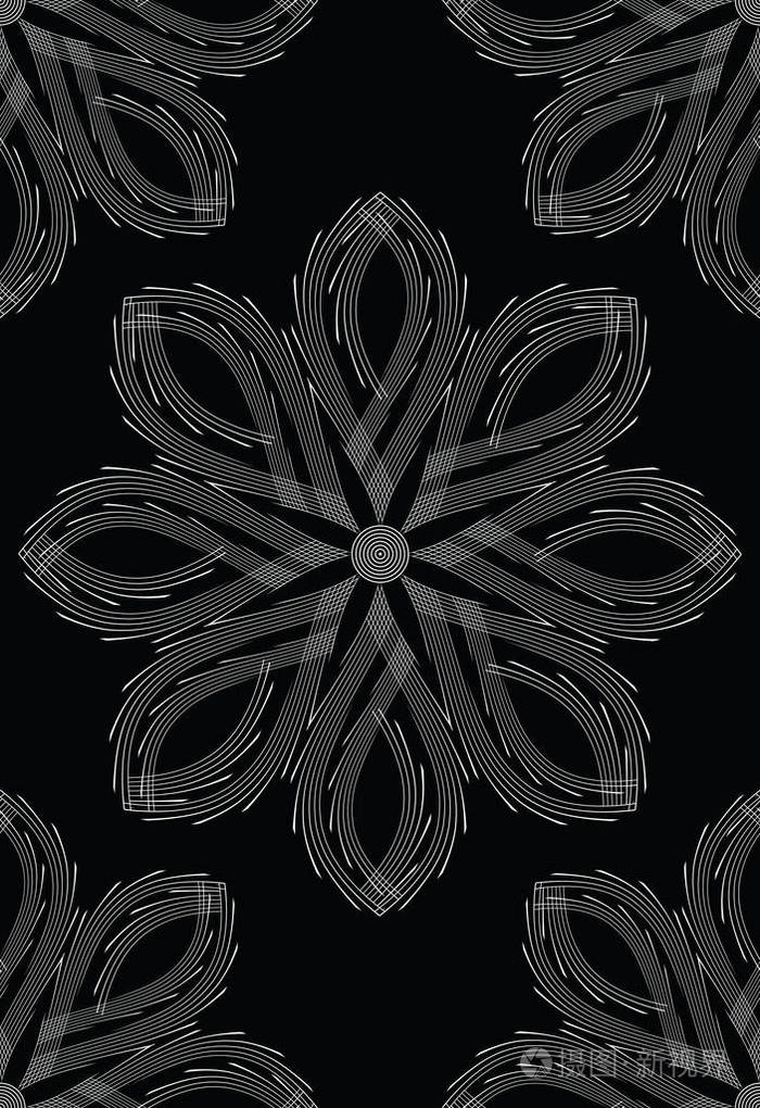 无缝黑白花花纹图案