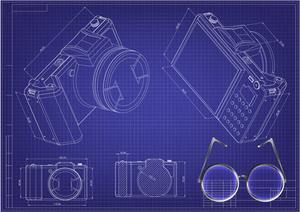 3d 照相机的蓝色的模型